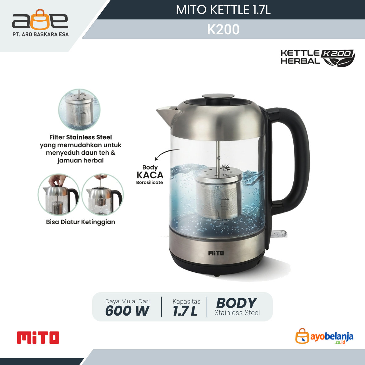 MITO - KETTLE - K200 HERBAL - 1.7L